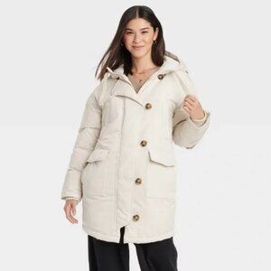 Women's Long Parka Jacket - Universal Thread Cream XL